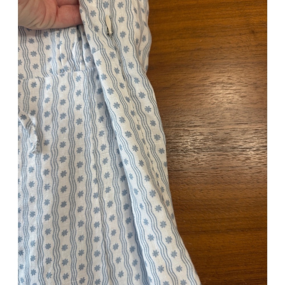 Reformation Cherise Linen Midi Dress Size 12 Blue Floral Regency Milkmaid - Picture 13 of 14